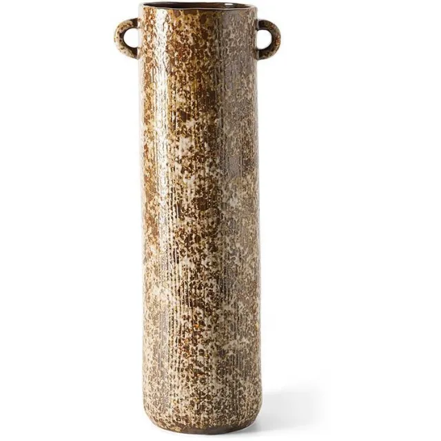 HKliving aardewerken vaas Long 12,5x15,5x40 cm - bruin
