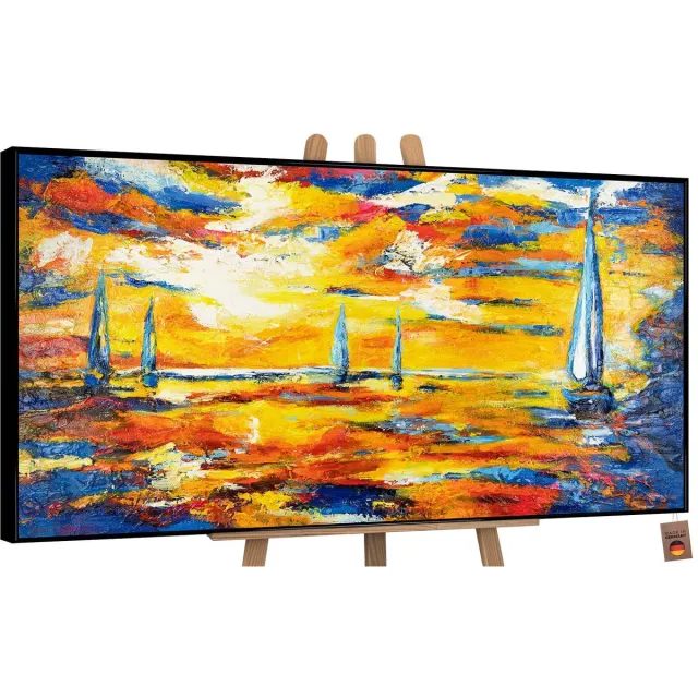 YS Canvas schilderij groot handgeschilderd zeespiegel maritiem mysterieus – YS-Art Gallery – Mysterieuze wanddecoratie voor woonkamer – Modern schilderij voor slaapkamer en hal Black
