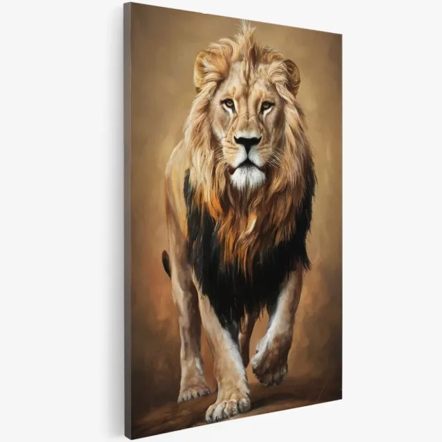 Saammp Canvas Schilderij - Leeuw met lange manen - Abstract - Natuur - Dieren - 30x40 - Foto op canvas - Wanddecoratie - Muurdecoratie Woonkamer - Slaapkamer decoratie - Canvas Print Multicolor
