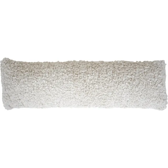 Veer Carpets Kussen Mica 30 x 100 cm - Luxe Sierkussen met Bouclé Look Wit