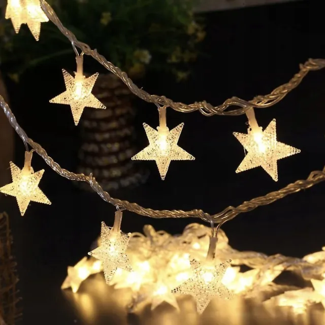 MOZY Kerstverlichting - Sterren - 1.5 meter - Warm Wit - 10 Lichtjes - Kerstdecoratie - Lichtsnoer - Sneeuwvlok - Winter - Kerstboom - Kerstversiering