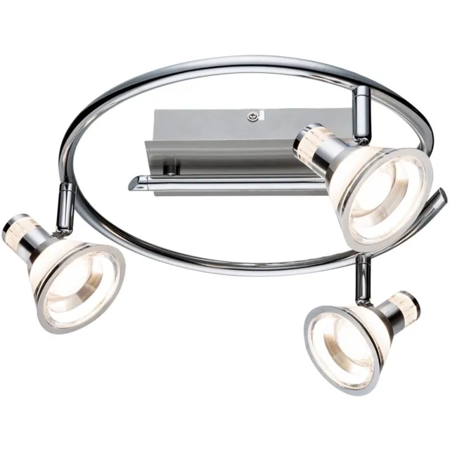 Globo Lighting Plafondlamp 3 vlammen Spotrondell zwenkbare plafondlamp chroom, acryl, 3x LED 5 Watt 330 Lumen warm wit, DxH 30x15 cm zilver