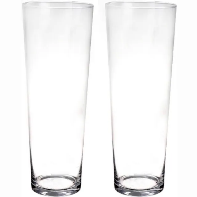 Bellatio Flowers & Plants Conische vaas basic - 2x - glas - 50 cm - transparant - bloemenvaas
