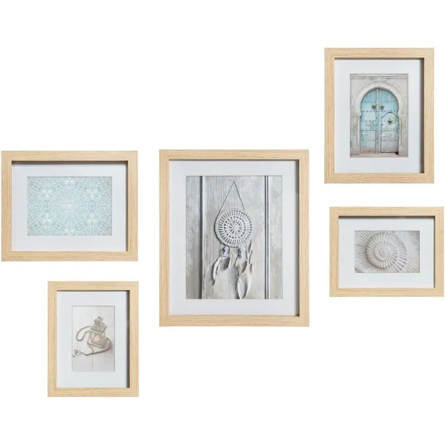 Atmosphera Créateur d'intérieur® Set van 5 houten fotolijstjes DINA Beige