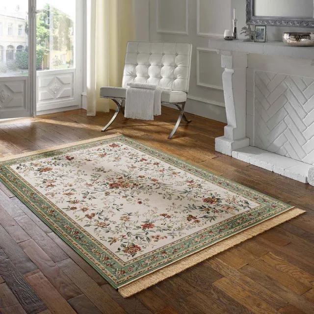 Tapeso Oosters tapijt - Regal Flora crème/groen 195x300