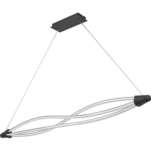 Osram Decor Swirl hanglamp van gebogen polycarbonaat met LED en filament design, 22 W, 2400 lm, 3000 K, 830 warm wit, klikdimbaar, donkergrijs, kunststof (PC), IP 20