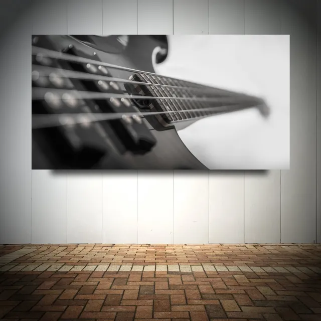 Alex F Fotografie Dibond - Basgitaar 001 - 120x60cm zwart