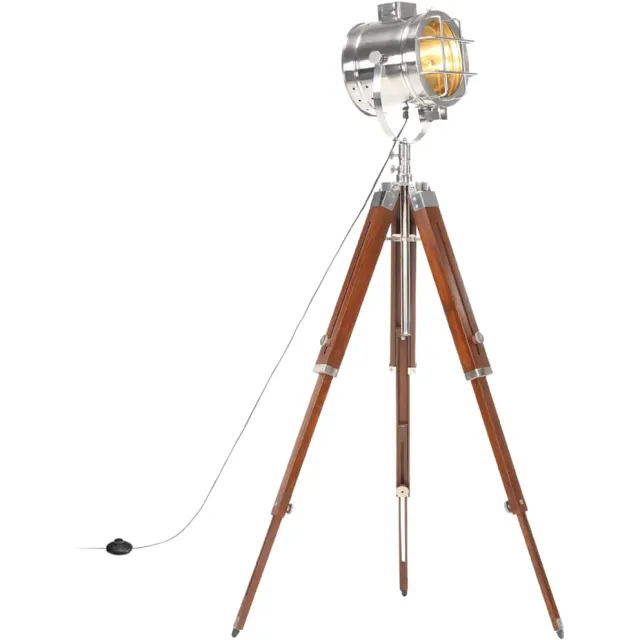 vidaXL Vloerlamp driepoot 165 cm massief mangohout Bruin