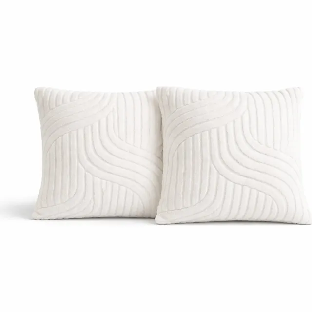 Trovano Sierkussens set van 2 50x50 cm Wit | Inclusief binnenkussens | Vierkante, Luxe & Zachte kussens voor Bank & Woonkamer