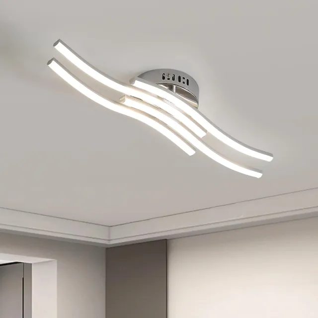 Riserva LED Plafondlamp Golf Design - 24W - 2300 lm - 4500K Neutraal Wit - Zilver - Moderne Plafonnière voor Slaapkamer, Woonkamer, Keuken en Werkkamer