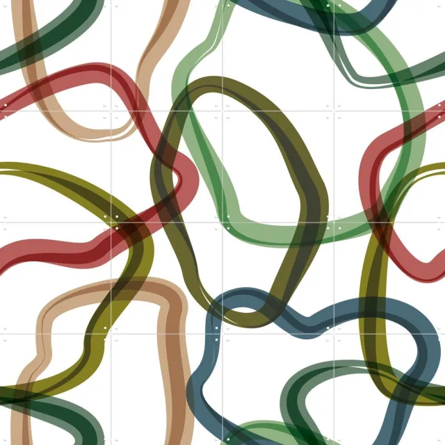 IXXI Intermezzo Jungle, Markus Laible - 80 x 80 cm - Grote wanddecoratie en posters - Line art, Abstract, Illustraties, Grafisch Ontwerp Warme kleuren