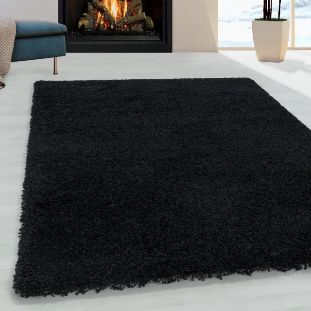 Muratap Monaco Soft Shaggy Hoogpolig Vloerkleed Black- 300x400 CM Zwart
