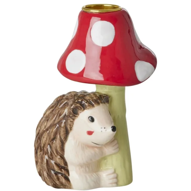Rice dk Rice by Rice Kandelaar Egel met Paddenstoel - H 11,5cm - Keramiek Bruin