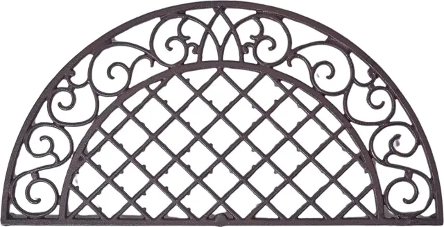 Homescapes Bruine art nouveau gietijzeren deurmat halfrond