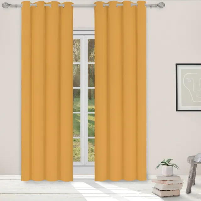 Light Guard 1x kant-en-klaar gordijn - verduisterend - isolerend - geluiddempend - met ringen - 140x280cm - honey gold oker