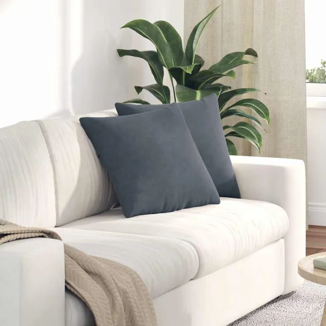 vidaXL Sofa Kussens 2 st fluweel Donkergrijs 45 x 45 cm
