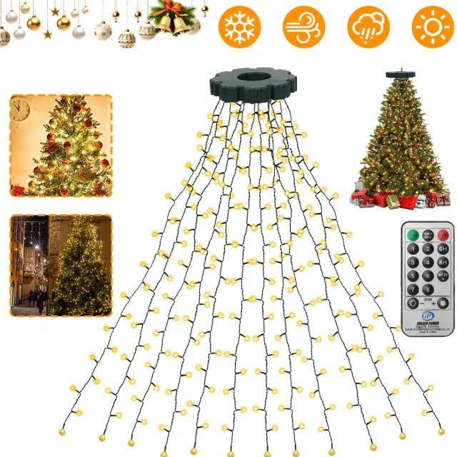 CHOOLY Kerstboomverlichting 400 LED - 2m x 16 Strengen met Afstandsbediening 8 Lichtmodi 4 Helderheidsstanden Timer - IP44 Waterdicht - Inclusief Geheugenfunctie - Warm Wit