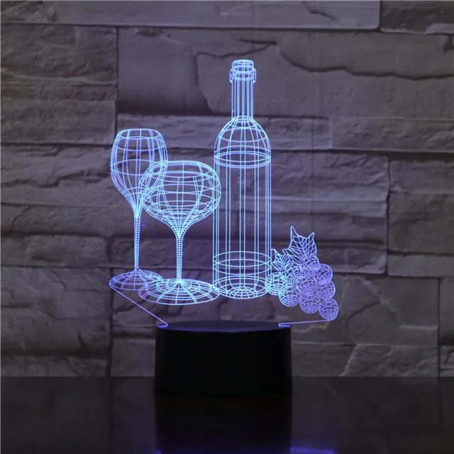 MC Living 3D Led Lamp Met Gravering - RGB 7 Kleuren - Wijn