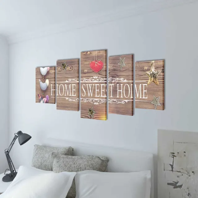 vidaXL Canvas muurdruk print set home sweet home 100 x 50 cm Meerkleurig
