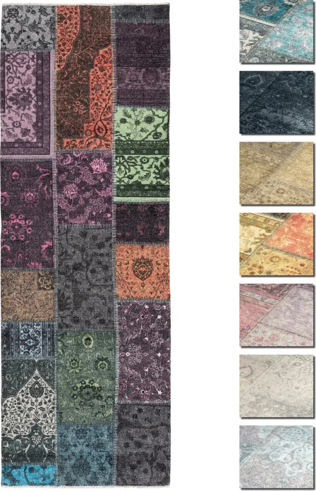 TESSO LIVING Kelim Patchwork Tapijt Woonkamer Meerkleurig 80 X 290 cm, Modern Laagpolig Vloerkleed, Superzacht, Machinewasbaar
