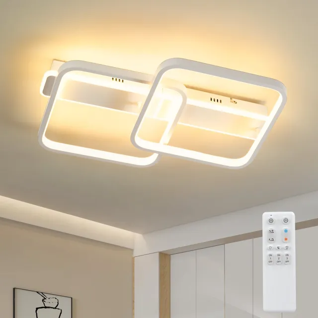 ANTENLICHT Plafondlamp LED - Plafonniere Vierkant - Wit - 3000K-6500K - 4.260LM - 38W - Dimbaar Met Afstandsbediening - Voor Eettafel | Kantoor | Hal | Woonkamer | Slaapkamer