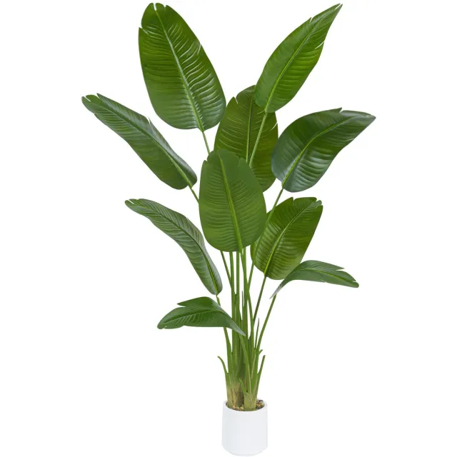 Unyqoos Grote Tropische Bananenboom van 180 cm met Realistische Bladeren en Witte Pot groen
