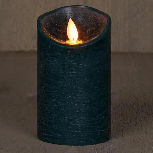 Anna's Collection Led kaars/stompkaars - 2x - antiek groen - H12,5 x D7,5 cm - wax - bewegende vlam