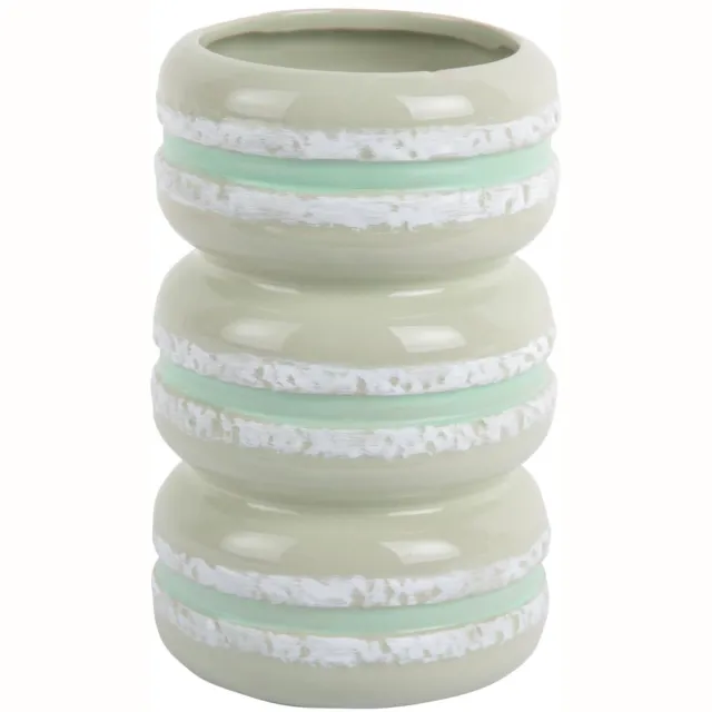 Present Time Vaas Macaron - Zachtgroen - 9.3x9.3x19.5cm - Keramiek - Scandinavisch - Bloemenvaas - Woondecoratie - Decoratieve vaas voor woonkamer of slaapkamer