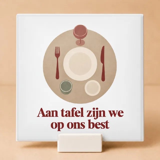 Bedruk King Rustgevende Oost West Thuis Bestek Tegel – Sfeervolle Wanddecoratie met Inspirerende Aan Tafel Quote voor Gezinnen - 11 x 11 cm met houder Wit