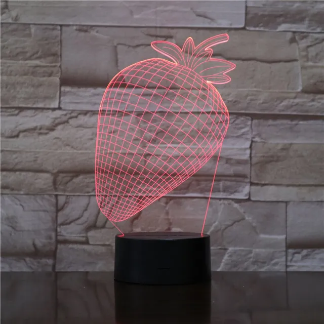 MC Living 3D Led Lamp Met Gravering - RGB 7 Kleuren - Aarbei