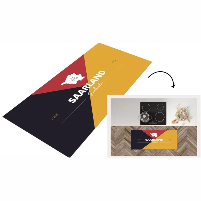 KitchenYeah Keukenloper - Loper keuken - Kaart - Saarland - Vlag - Keukenloper vinyl Multicolor
