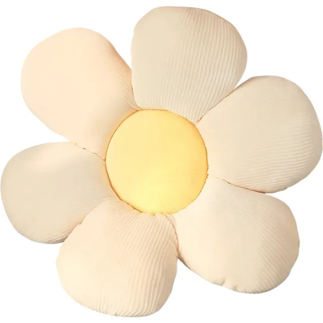 Stuyver Bloem kussen Wit/Geel - Sierkussen - Aesthetic room decor - Bloemvormig kussen - 50 x 50 cm
