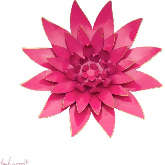 Imbarro Home & Fashion Imbarro - Bloem - Metaal - Wanddecoratie - Handgemaakt - 3D Bloem - Fuchsia - 28 cm - Met Ophanghaakje