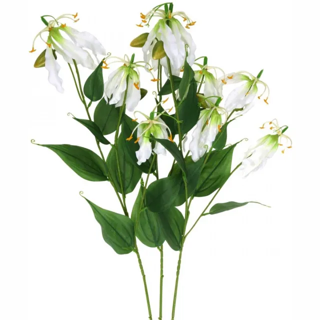 Viana Kunstlelie, bloemdecoratie, kunstplant, zijden bloem wit L82cm 3st