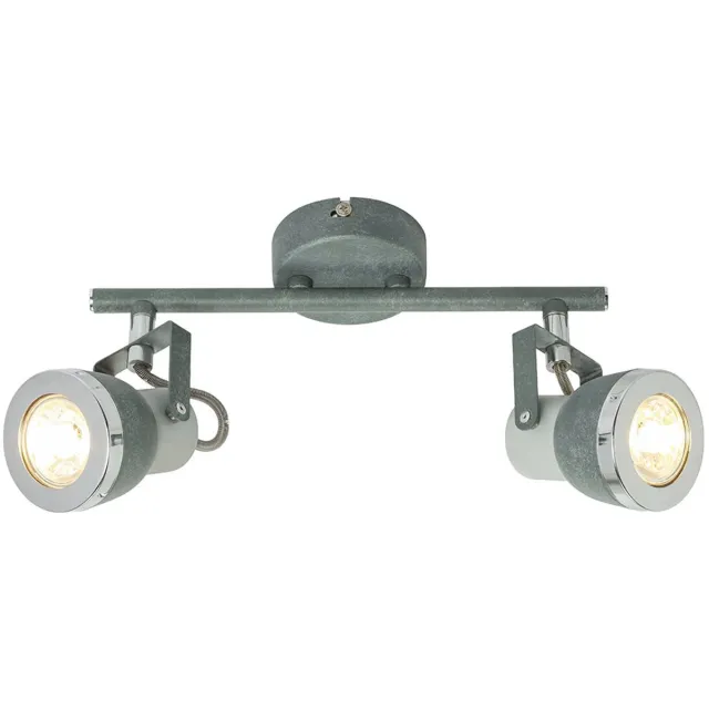 Globo Lighting Plafondspot grijs Woonkamerlamp Plafondlamp met verstelbare spots, steengrijs metaal, 2x GU10, LxH 26 x 18,5 cm