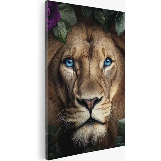 Saammp Canvas Schilderij - Tijger tussen roze bloemen - Landschap - Natuur - 40x60 - Foto op canvas - Wanddecoratie - Muurdecoratie Woonkamer - Slaapkamer decoratie - Canvas Print Multicolor
