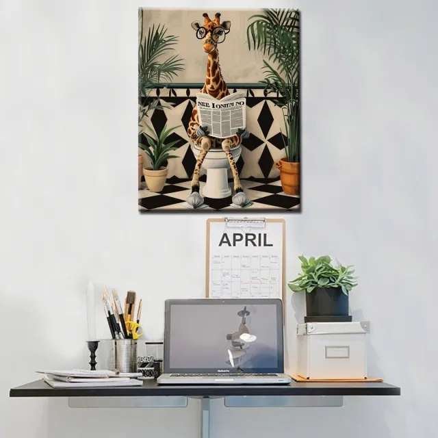 Unyqoos Moderne canvas kunst met giraf en tropische planten voor interieurdecoratie meerdere