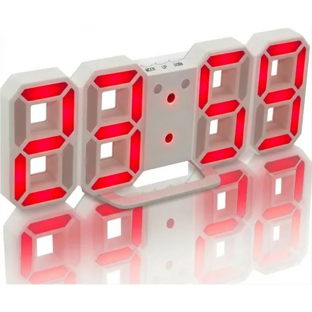 HomeShopXL Digitale LED Klok Wekker met Rood Licht - op USB (incl.) - Tafelklok voor Slaapkamer - Game Kamer - 24 x 9,4 x 1,7 cm - W1005RD - met Temperatuur, Datum en AM en PM weergave Wit|Rood Licht