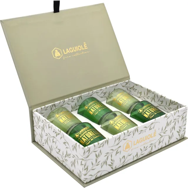 Laguiole Geurkaarsen Giftset - 6 x 30g Kaarsen - Geurkaarsen in Glas - Kameliabloem en Vlasbloem Camelia-Vlas