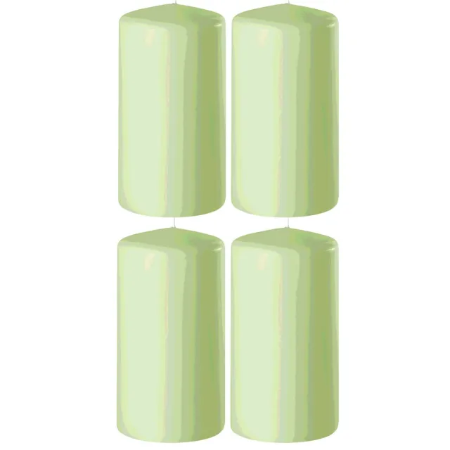Enlightening Candles Cilinderkaars - 4x - stompkaars - lichtgroen - D6 x H15 cm - 58 branduren - Dikke kaarsen - Voor kandelaar of plateau