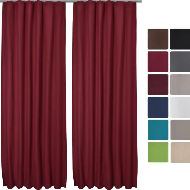Beautissu Amelie TK - Set van 2 Isolerende Gordijnen met Plooiband - Thermische Gordijnen Kant en Klaar Verduisterend 140x245cm Rood - Koude Bescherming & Warmte Isolerend