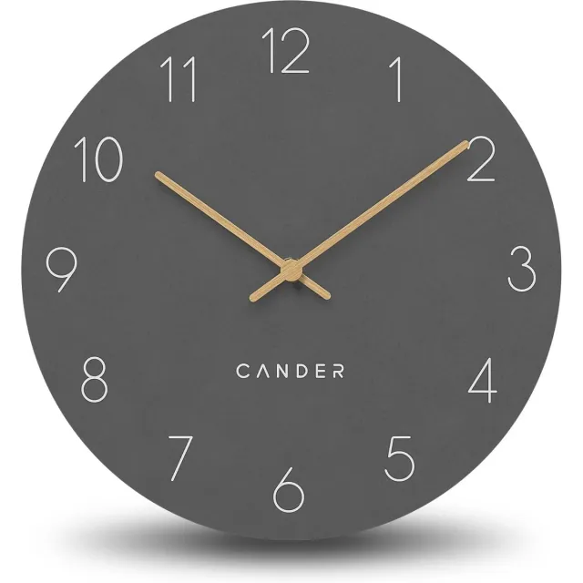 Cander Geruisloze Wandklok 30 cm - Modern Vintage Houten Eigenstijl voor Woonkamer en Keuken Grijs