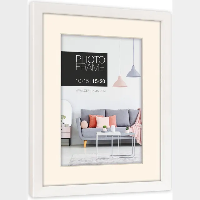Zep Kunststof Fotolijst Edison Wit met Passe-Partout voor foto 9x13 / 13x18 cm - NP57W