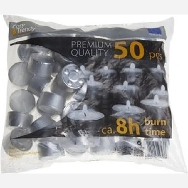 Cosy&Trendy Waxinelichtjes - 100x - 8 branduren - theelichtjes - kaarsen - waxinekaarsjes Wit