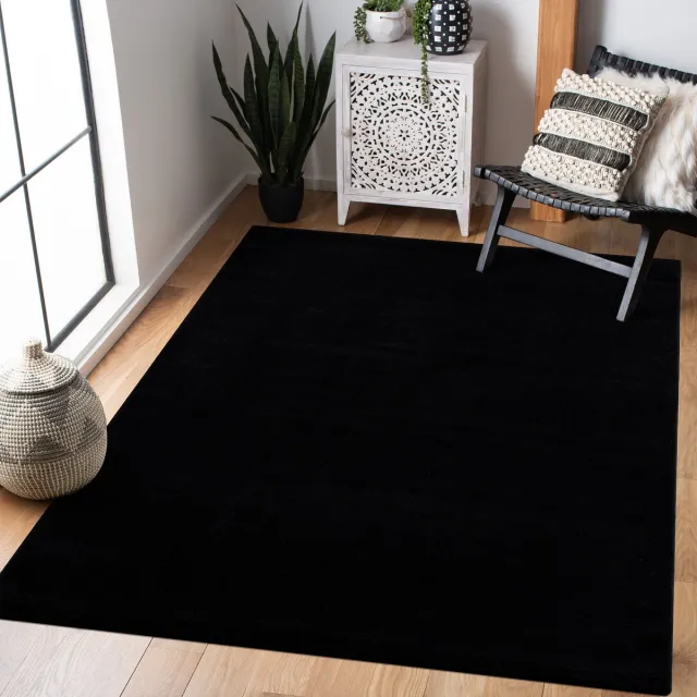 Muratap Uni Effen Laagpolig Vloerkleed Modern Zwart- 240x340 CM