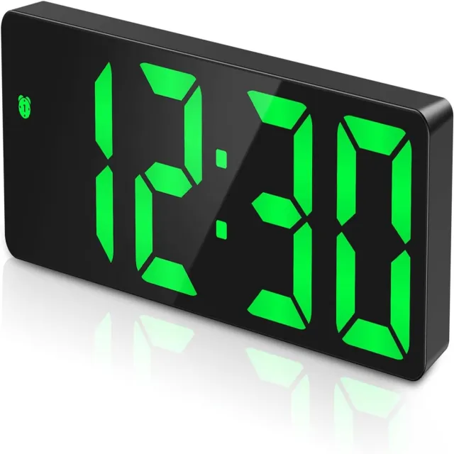carmdering Digitale Wekker -Grote LED Digitale Wekker– Alarmklok – Groen Display – Alarmklok - Dimbaar display - Digitale klok slaapkamer Zwart