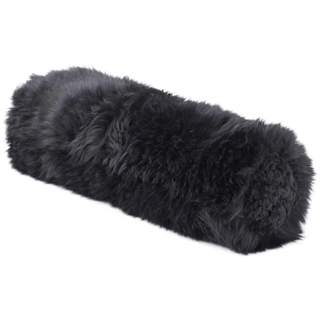 Sheepskin House Bolster Kussen - Langharige Schapenvacht - 20x52 cm Black/Black