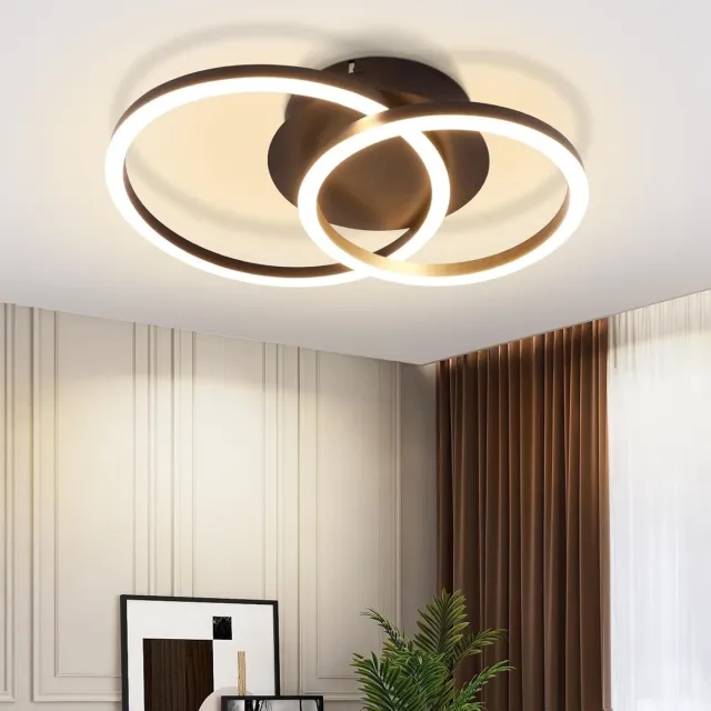 NETTLIFE Plafondlamp LED - Zwart - Ringe Design - 2-Lichts - Moderne Plafondverlichting - 3000K Warm Wit Licht - Metaal - 24W Woonkamerlamp - voor Keuken| Gang | Slaafkamer | Hal