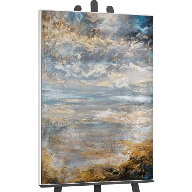 YS Canvas schilderij groot handgeschilderd stille dageraad abstract meditatief – YS-Art Gallery – Rustgevende wanddecoratie voor woonkamer – Modern schilderij voor slaapkamer White