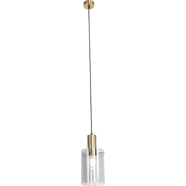 QAZQA vidra - Moderne Dimbare LED Smart Hanglamp incl. wifi met Dimmer - 1 lichts - Ø 14 cm - Messing - Woonkamer | Slaapkamer | Keuken Messing Smart LED